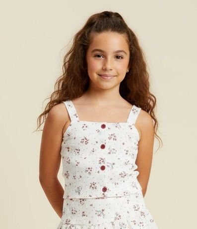 Top Infantil en Ana Ruga con Estampa Floral - Talle 7 a 14 años