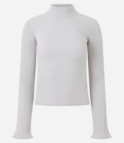 Blusa Slim Texturizada con Cuello Alto y Manga Larga 4