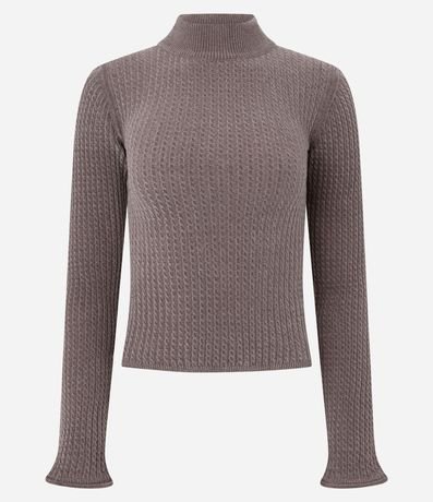 Blusa Slim Texturizada con Cuello Alto y Manga Larga 5