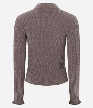 Blusa Slim Texturizada con Cuello Alto y Manga Larga 7