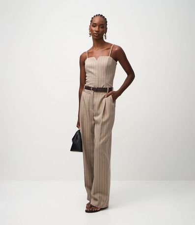 Pantalón Wide Leg en Sastrería con Cinturón en PU