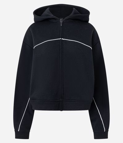 Saco en Microfibra con Capucha y Pipping Contrastante 1