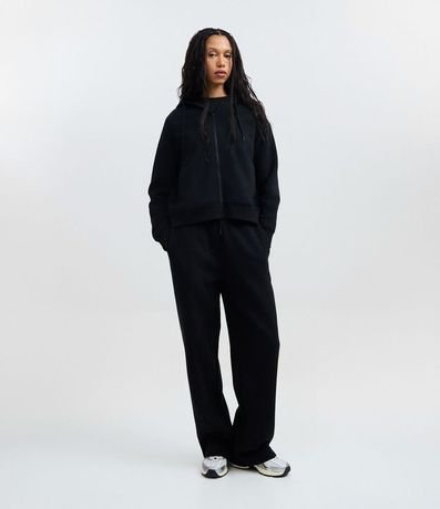 Pantalón Recto en Algodón con Felpa y Cintura Ajustable 1