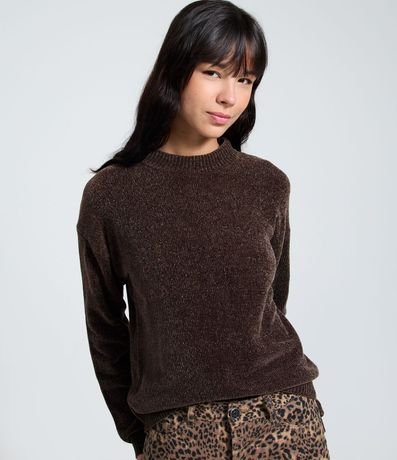 Blusa Slim en Punto Chenille con Cuello Redondo 3