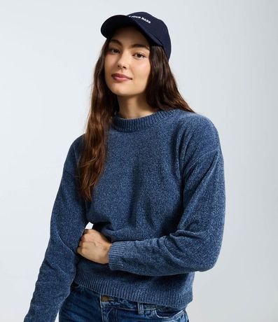 Blusa Slim en Punto Chenille con Cuello Redondo