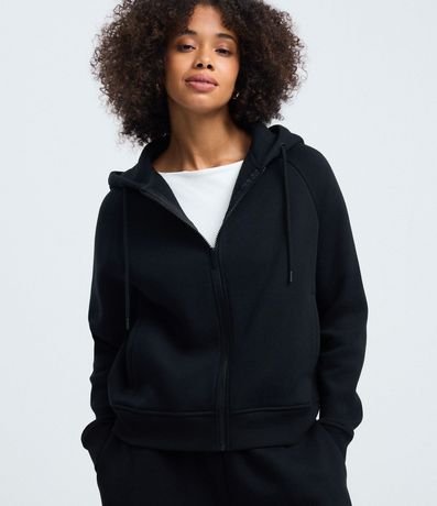 Saco en Algodón con Capucha y Cremallera Delantera