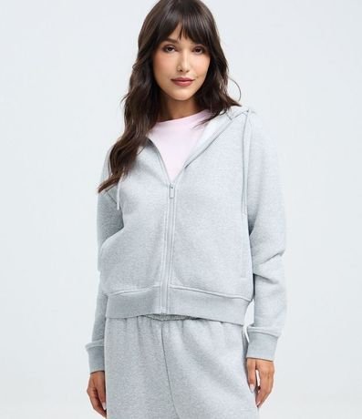 Saco en Algodón con Capucha y Cremallera Delantera