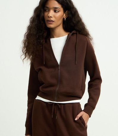 Saco en Algodón con Capucha y Cremallera Delantera