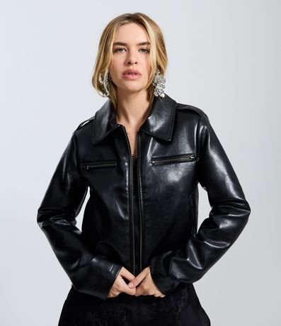 Campera en PU con Cremallera
