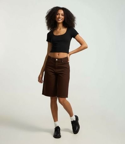 Blusa en Rib con Botones en el Escote