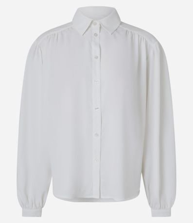Camisa en Crepé con Frunzidos en el Hombro y Manga Abullonada
