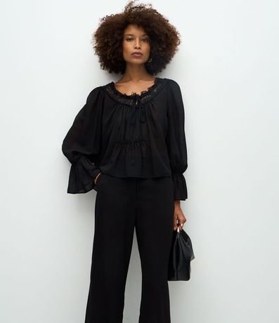 Pantalón Wide Leg Sastrería en Crepé con Botón 2