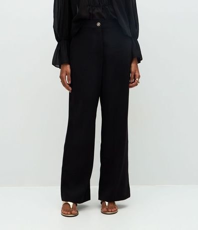 Pantalón Wide Leg Sastrería en Crepé con Botón 3