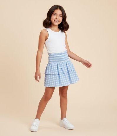 Pollera Infantil Vichy con Cintura Lastex - Talle 5 a 14 años