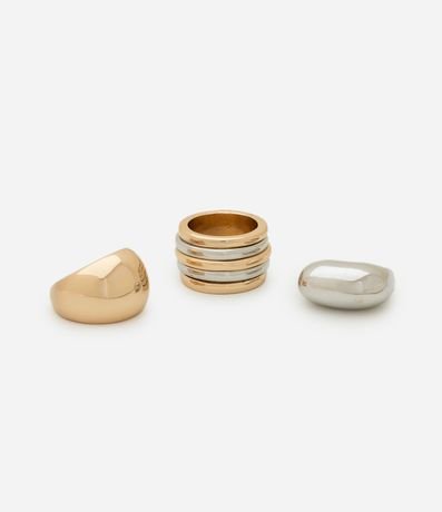 Kit 03 Anillos Bold Diversos Bicolor 3