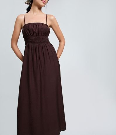 Vestido Midi con Breteles Finos y Lastex en la Cintura 2