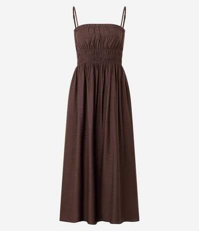 Vestido Midi con Breteles Finos y Lastex en la Cintura 4