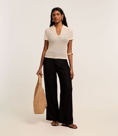 Blusa Slim con Efecto Macramé y Cuello Polo 2