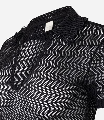 Blusa Slim con Efecto Macramé y Cuello Polo 7