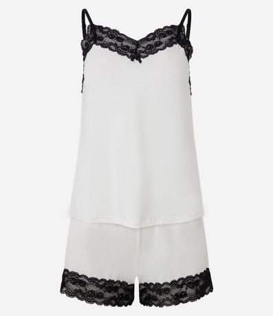 Pijama Short Doll en Viscosa com Bretel Fino y Aplicación de Encaje 5
