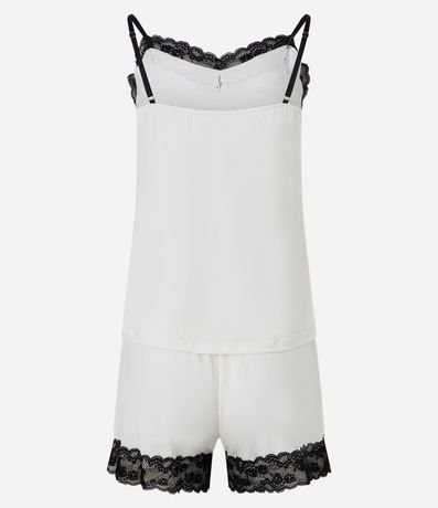 Pijama Short Doll en Viscosa com Bretel Fino y Aplicación de Encaje 7