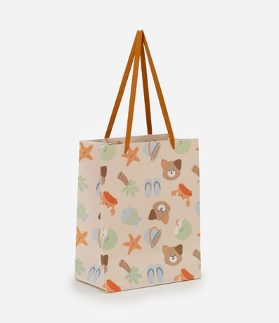 Embalaje de Regalo Pequeña con Estampa Oso y Playa