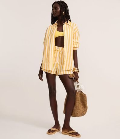 Camisa Alargada en Tricolina con Rayas Verticales 2