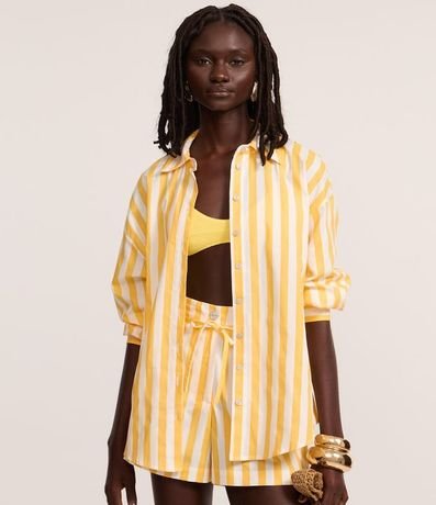 Camisa Alargada en Tricolina con Rayas Verticales 3