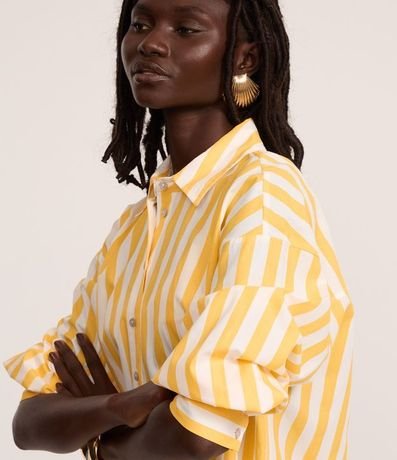 Camisa Alargada en Tricolina con Rayas Verticales 4