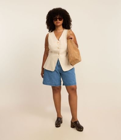 Bermuda en Jeans con Bolsillos Curve & Plus Size