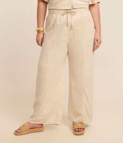Pantalón Pantacourt en Sarga con Elástico en la Cintura y Amarre Curve & Plus 2