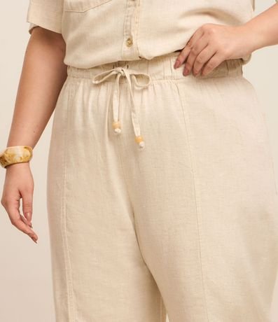 Pantalón Pantacourt en Sarga con Elástico en la Cintura y Amarre Curve & Plus 3
