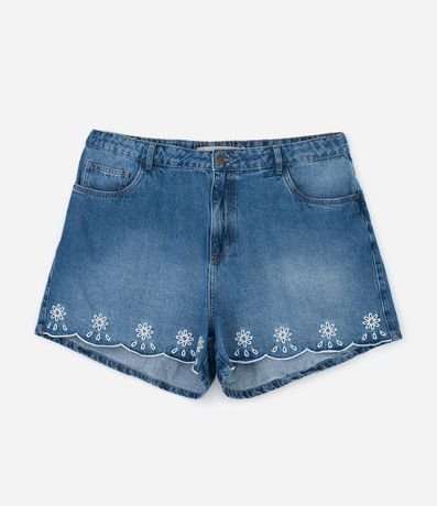 Short Mom en Jeans con Bordado Richelieu en la Bajo Curve & Plus Size 6