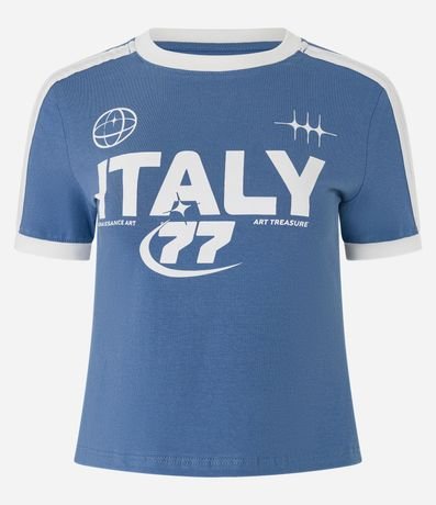 Remera New T-shirt con Bies Contrastante y Estampa Italy 4