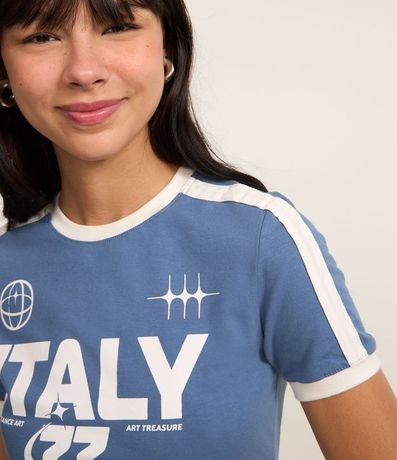 Remera New T-shirt con Bies Contrastante y Estampa Italy 3
