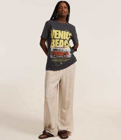 Remera T-shirt en Algodón con Estampa Lettering Venice Beach 2