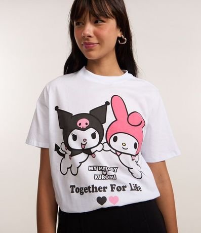 Remera T-Shirt en Algodón con Estampa y Lettering My Melody y Kuromi