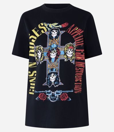 Remera en Algodón con Estampa Guns'n'Roses Frente y Espalda 5