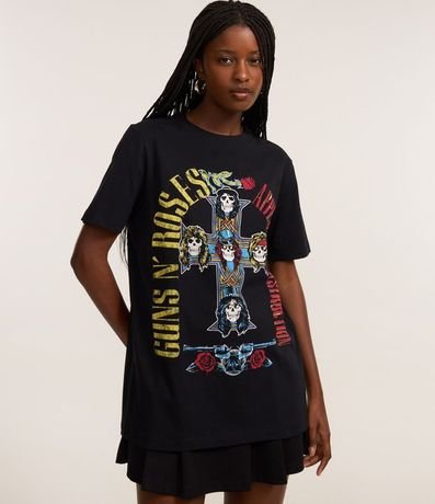 Remera en Algodón con Estampa Guns'n'Roses Frente y Espalda