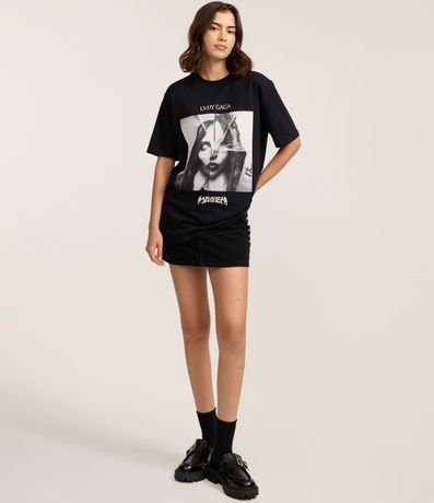Remera en Algodón con Estampado y Lettering Lady Gaga 2
