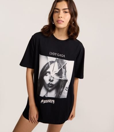 Remera en Algodón con Estampado y Lettering Lady Gaga 3