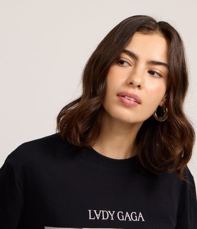 Remera en Algodón con Estampado y Lettering Lady Gaga 4
