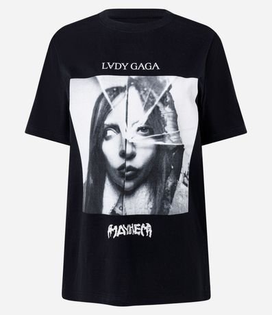 Remera en Algodón con Estampado y Lettering Lady Gaga 5