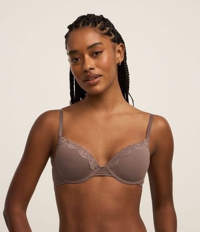 Soutien Push Up con Copa en Microfibra con Detalles en Encaje