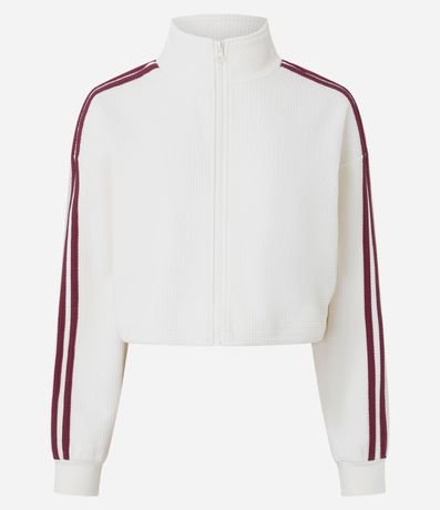 Campera Boxy en Malla Waffle con Rayas Laterales 4