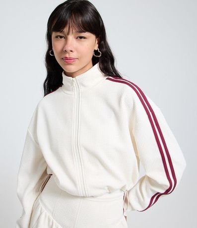 Campera Boxy en Malla Waffle con Rayas Laterales 3