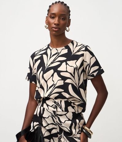 Blusa con Manga Corta y Estampado Floral