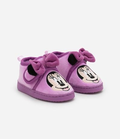 Pantufla Infantil Cerrada Minnie con Lazo 3D – Talle 19 a 28