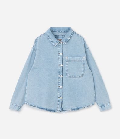 Campera Overshirt en Jeans con Bolsillo Delantero Curve & Plus Size 5