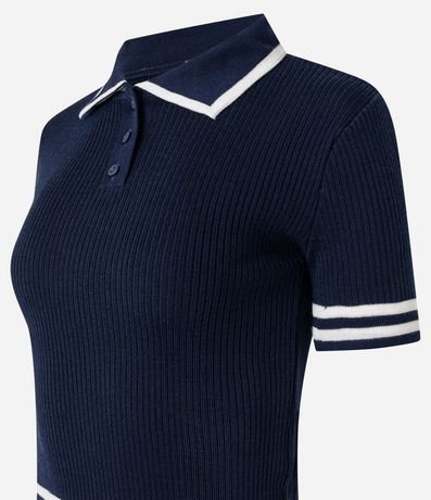 Blusa Polo en Punto con Rayas Contrastantes 7